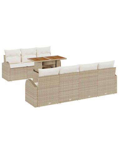 Set Divano da Giardino 8 pz beige e panna