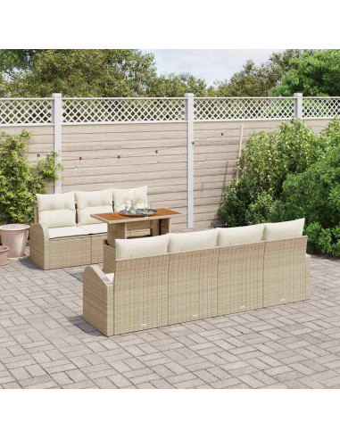 Set Divano da Giardino 8 pz beige e panna