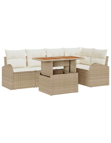 Set Divano da Giardino 6 pz beige e panna