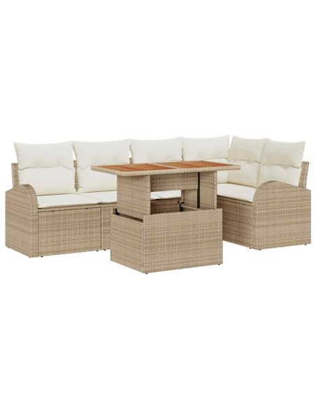 Set Divano da Giardino 6 pz beige e panna