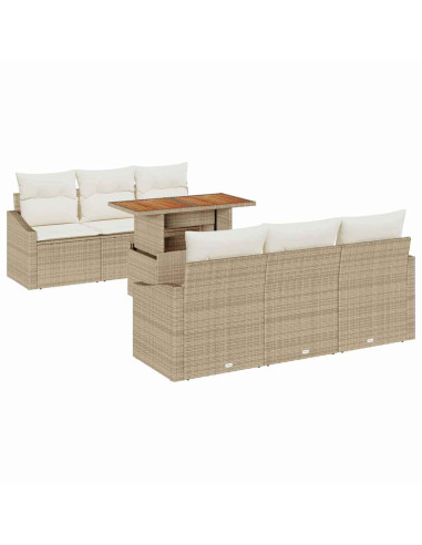 Set Divano da Giardino 7 pz Beige e Crema
