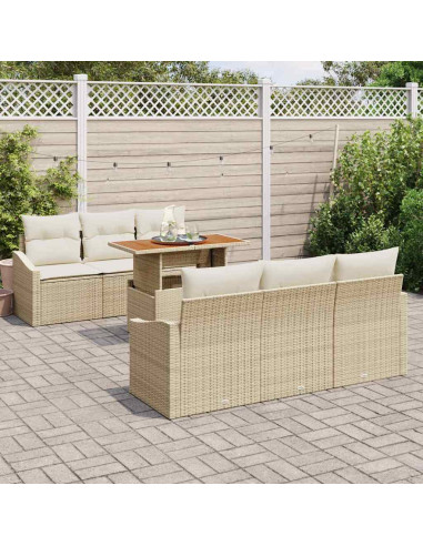 Set Divano da Giardino 7 pz Beige e Crema