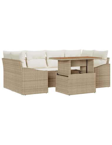 Set Divano da Giardino 7 pz Beige e Crema