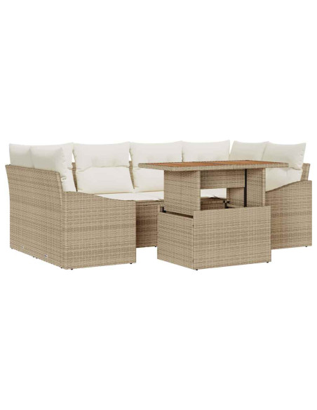 Set Divano da Giardino 7 pz Beige e Crema