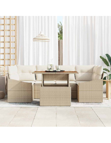 Set Divano da Giardino 7 pz Beige e Crema