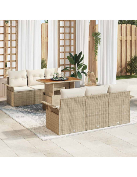 Set Divano da Giardino 7 pz beige e panna