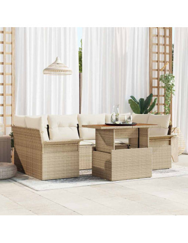 Set Divano da Giardino 7 pz beige e panna