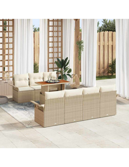 Set Divano da Giardino 8 pz beige e panna