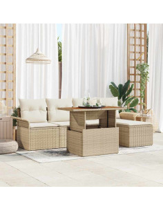 Set Divano da Giardino 6 pz beige e panna