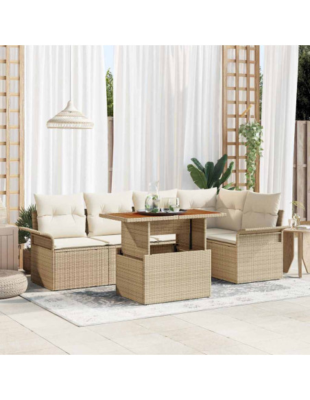 Set Divano da Giardino 6 pz beige e panna