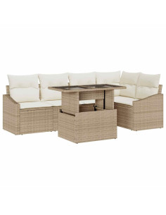 Set Divano da Giardino 6 pz Beige e Crema polyrattan 2