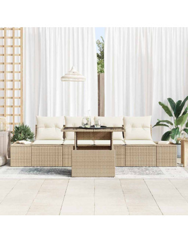 Set di divani 5 pz Beige e Crema polyrattan