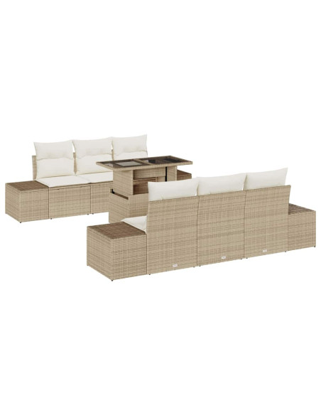 Set di divani 7 pz Beige e Crema polyrattan