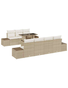 Set di divani 8 pz Beige e Crema polyrattan 2