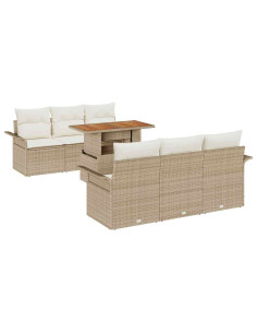 Set Divano da Giardino 7 pz beige e panna 2