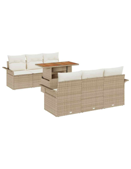 Set Divano da Giardino 7 pz beige e panna