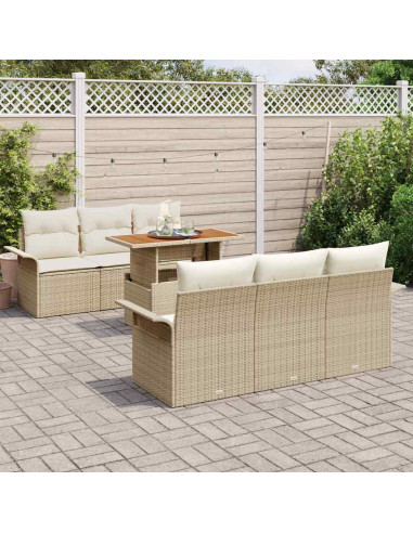 Set Divano da Giardino 7 pz beige e panna