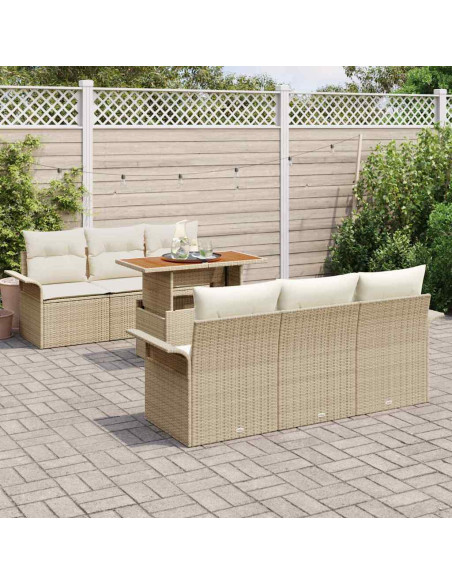 Set Divano da Giardino 7 pz beige e panna