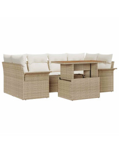 Set Divano da Giardino 7 pz beige e panna 2