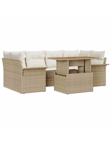 Set Divano da Giardino 7 pz beige e panna