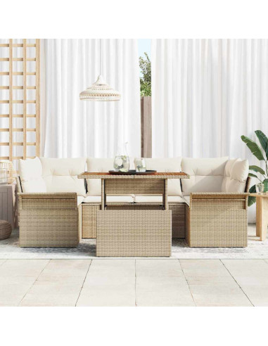 Set Divano da Giardino 7 pz beige e panna