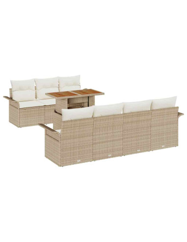 Set Divano da Giardino 8 pz beige e panna