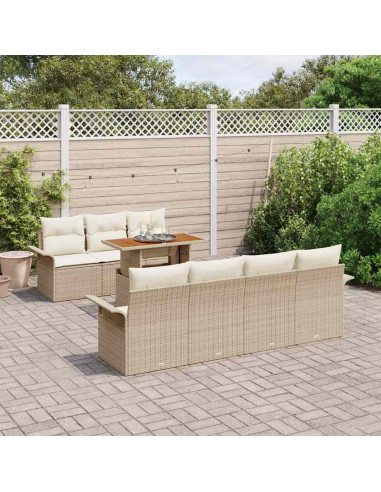 Set Divano da Giardino 8 pz beige e panna