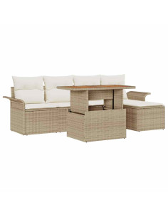 Set Divano da Giardino 6 pz beige e panna 2