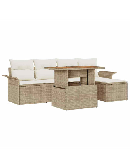 Set Divano da Giardino 6 pz beige e panna
