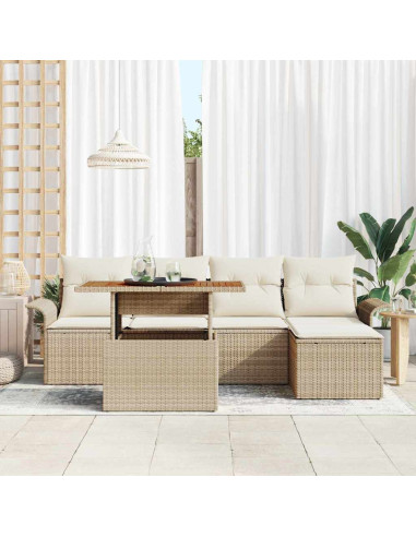Set Divano da Giardino 6 pz beige e panna