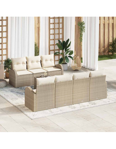 Set Divano da Giardino Beige 55 x 55 x 37 cm polyrattan