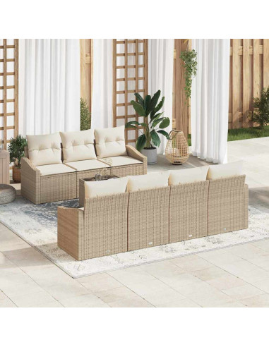 Set di divani 8 pz Beige e Crema polyrattan