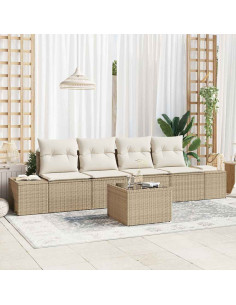 Set di divani 5 pz Beige e Crema polyrattan