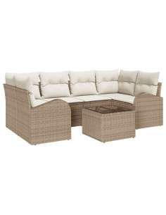 Set Divano da Giardino 7 pz Beige polyrattan 2