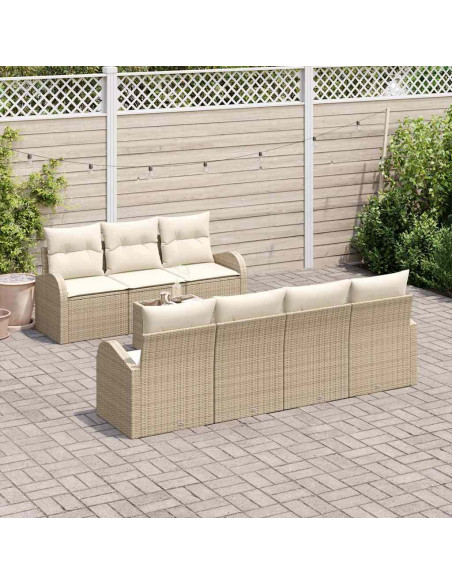 Set Divano da Giardino Beige 55 x 55 x 37 cm polyrattan