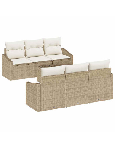 Set di divani 7 pz Beige e Crema polyrattan