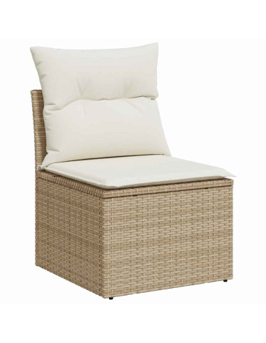 Set di divani 7 pz Beige e Crema polyrattan