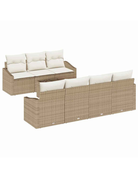 Set di divani 8 pz Beige e Crema polyrattan