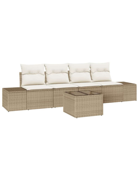 Set di divani 5 pz Beige e Crema polyrattan