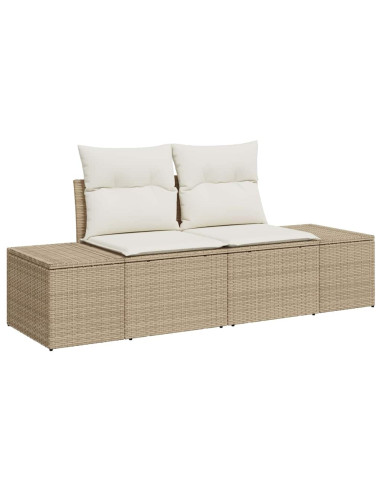 Set di divani 5 pz Beige e Crema polyrattan