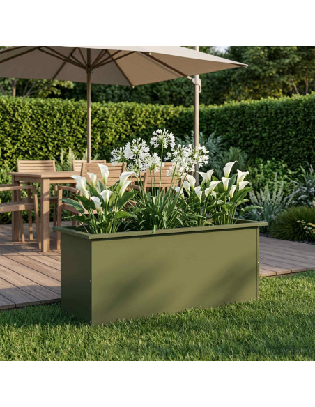 Fioriera da giardino con LED Verde Oliva 40 x 100 x 40 cm