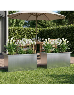 Fioriera da giardino con LED 2 pz Argento 50 x 100 x 48 cm