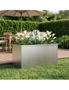 Fioriera da giardino con LED Argento 50 x 100 x 48 cm