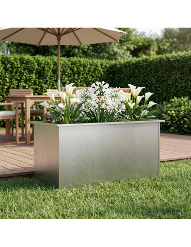 Fioriera da giardino con LED Argento 50 x 100 x 48 cm