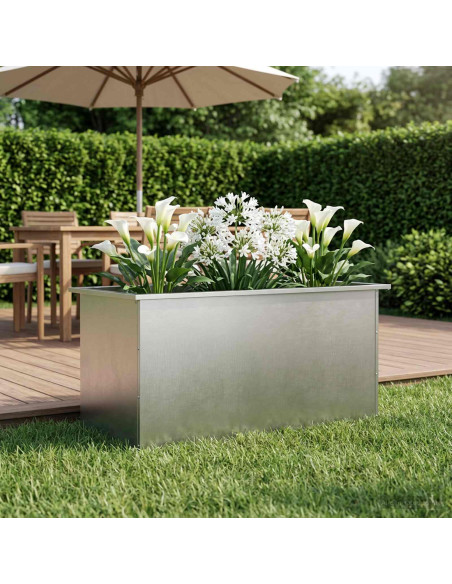 Fioriera da giardino con LED Argento 50 x 100 x 48 cm