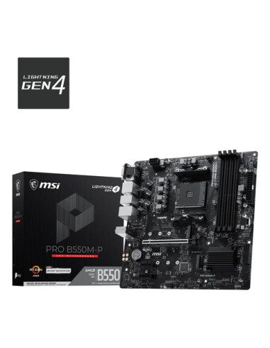 MSI MB PRO B550M-P,B550,AM4,4DDR4,1PCI-Ex16,2PCI-Ex1, 2M.2,4SATA3,7USB3.2 Gen1,6USB2.0,HD