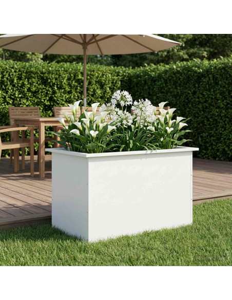 Fioriera da giardino con LED Bianco 50 x 80 x 48 cm Acciaio
