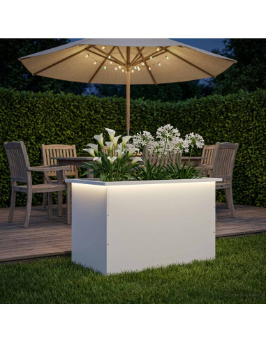 Fioriera da giardino con LED Bianco 50 x 80 x 48 cm Acciaio