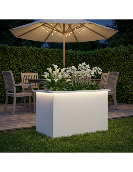 Fioriera da giardino con LED Bianco 50 x 80 x 48 cm Acciaio