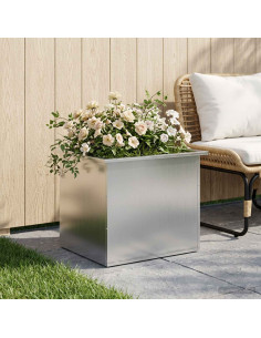 Fioriera da giardino con LED Argento 50 x 60 x 48 cm